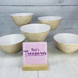 Real Simple Life Made Easier Light Wood Look Melamine Soup Cereal Bowl Set 5 NEW